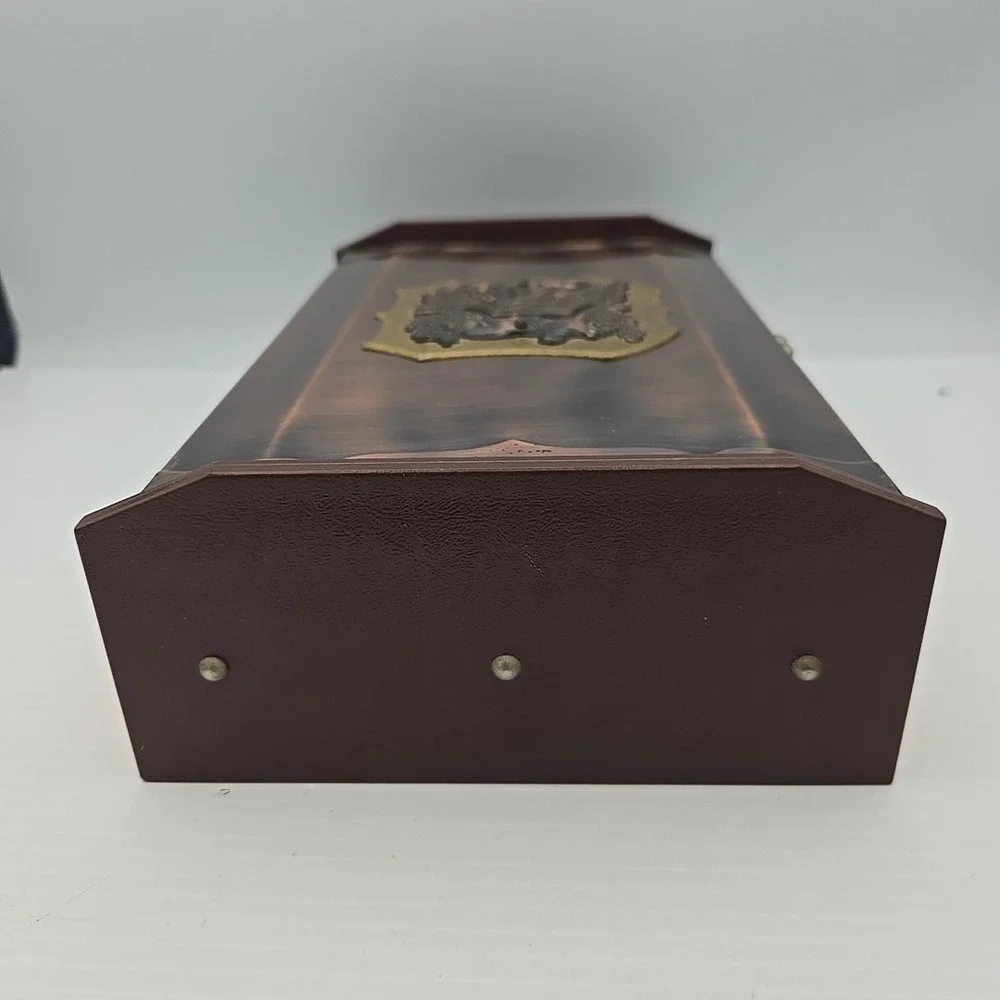 Vintage Coat Of Arms Copper Jewelry Box 10